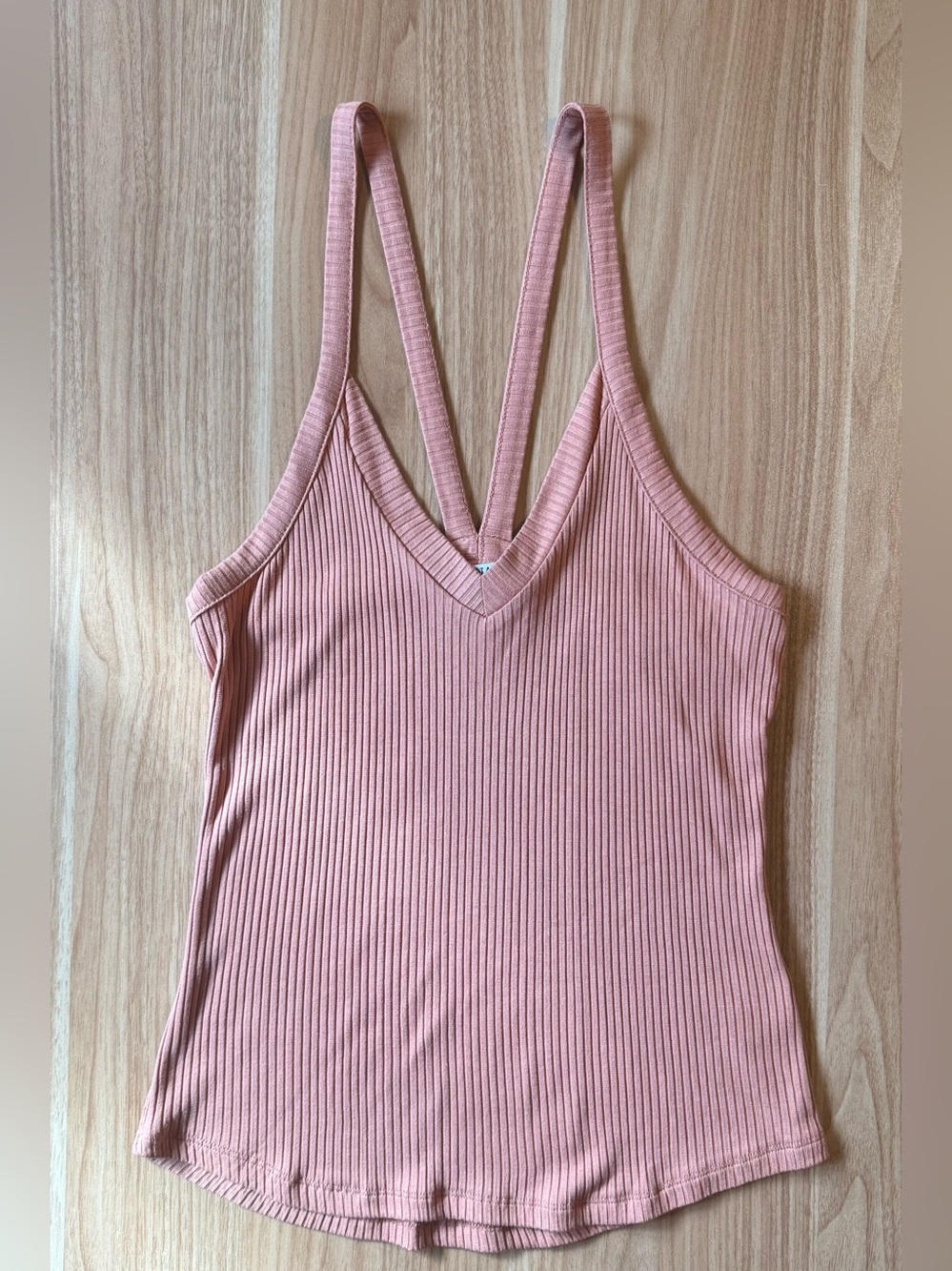 NWOT Zenana Ribbed Double-Strap Tank Top – Mauve Pink / Dusty Coral – Size L